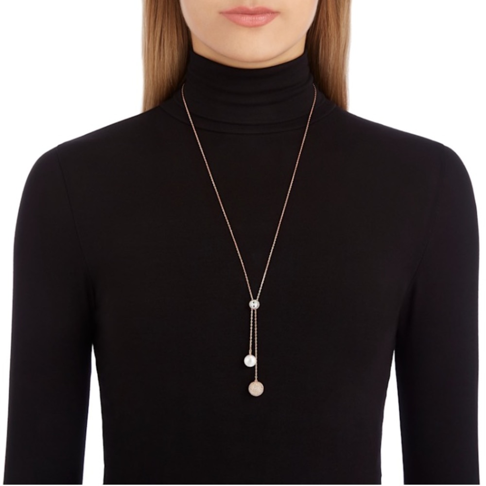 NWT Swarovski Forward Y Pavê and Pearl Necklace